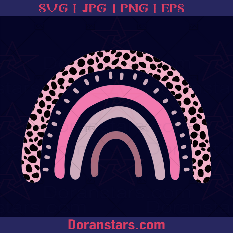 Pink Leopard Rainbow, Cute, Simple Design logo, Svg Files For Cricut, Dxf, Eps, Png, Cricut Vector, Digital Cut Files Download - doranstars.com