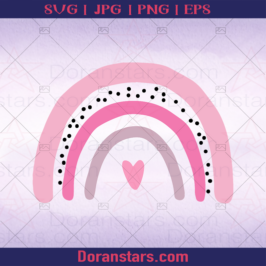 Pink Rainbow, Cute, Simple Design logo, Svg Files For Cricut, Dxf, Eps, Png, Cricut Vector, Digital Cut Files Download - doranstars.com