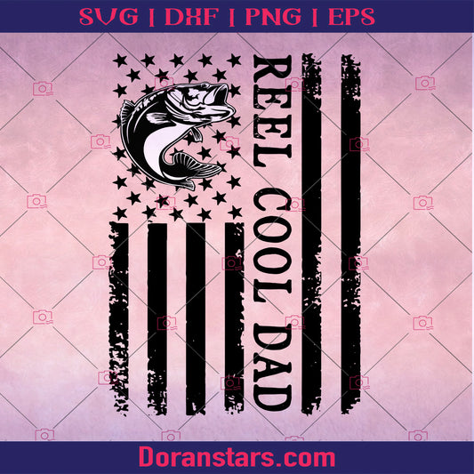 Reel Cool Dad logo, Svg Files For Cricut, Dxf, Eps, Png, Cricut Vector, Digital Cut Files