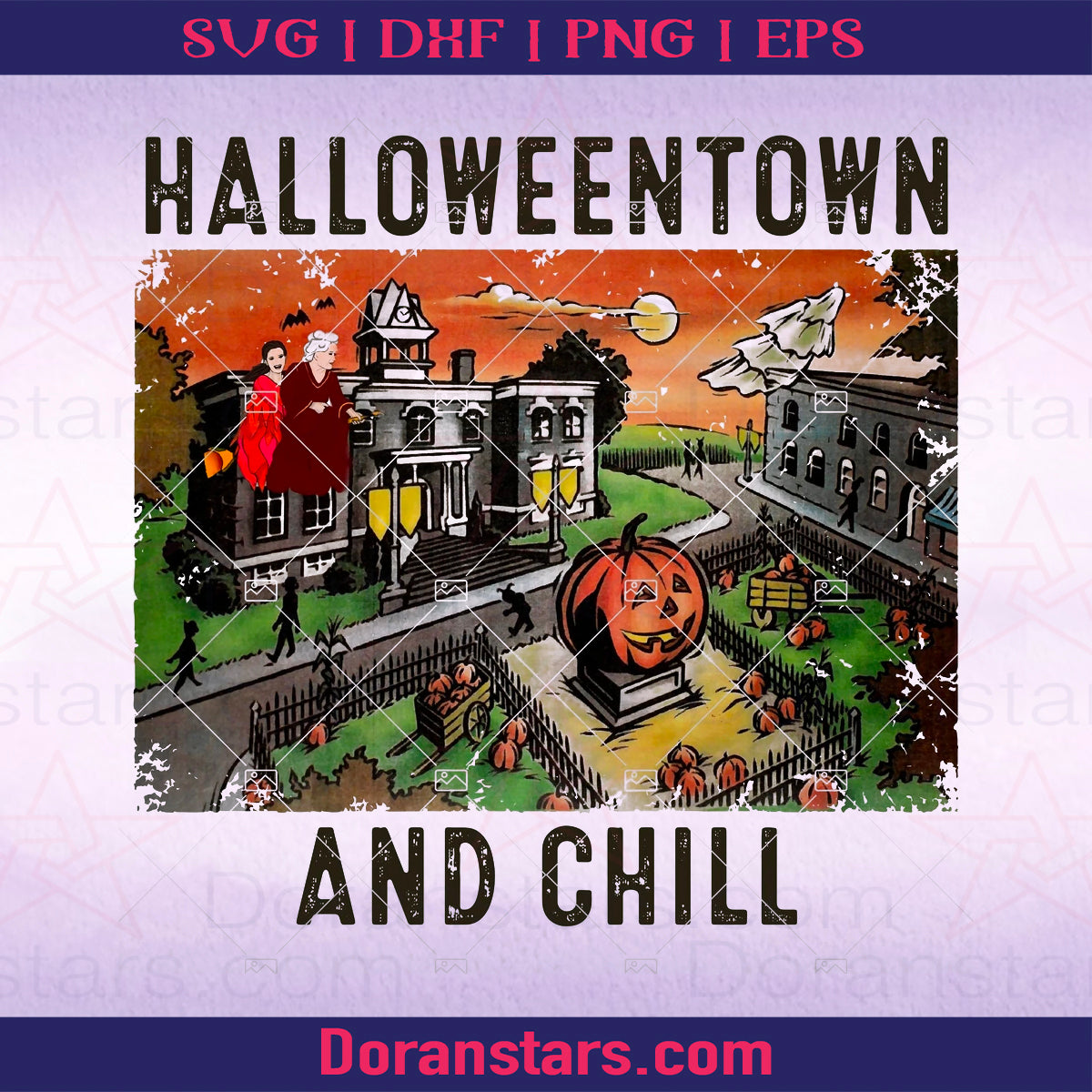 Retro Halloweentown And Chill PNG Happy Halloween Pumpkin PNG INSTANT DOWNLOAD