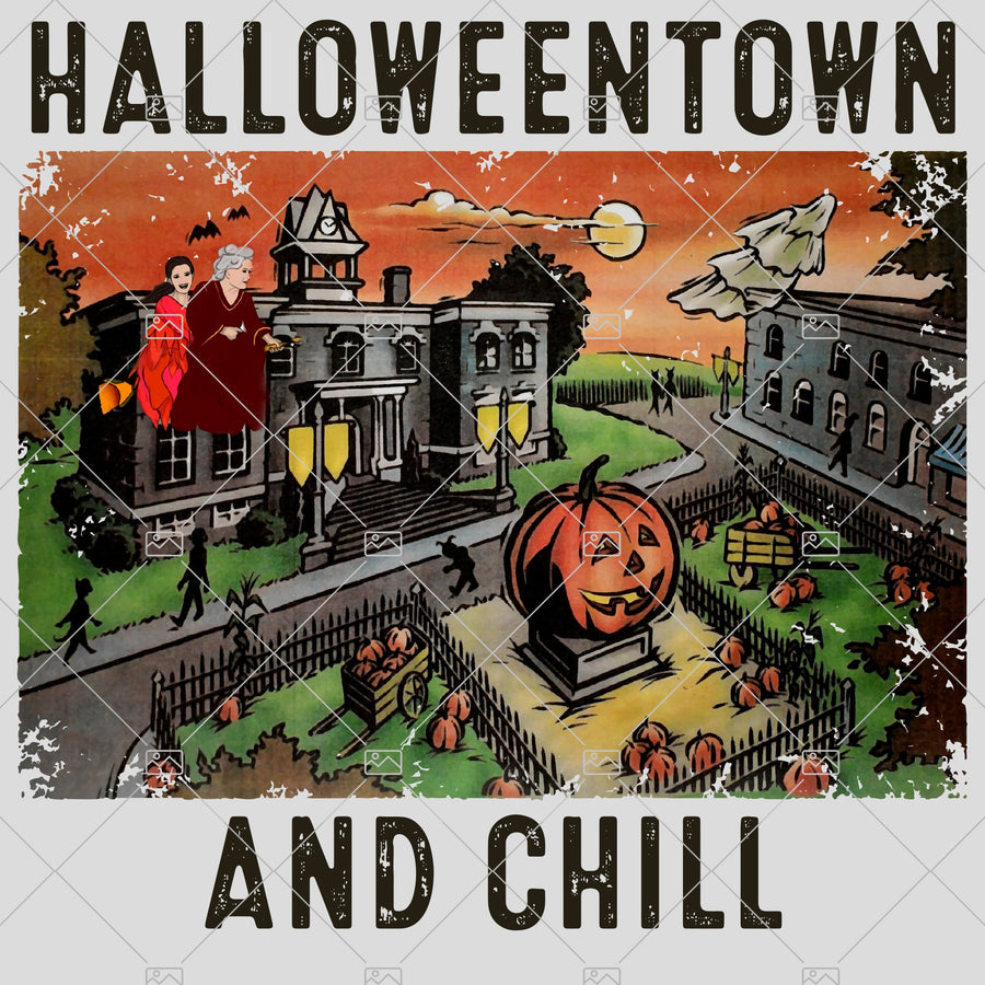 Retro Halloweentown And Chill PNG Happy Halloween Pumpkin PNG INSTANT DOWNLOAD