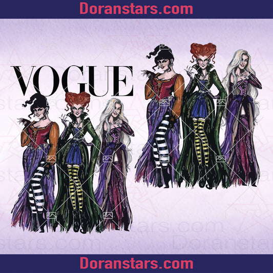 Sanderson Sisters Vogue Png, Halloween Vogue Sanderson Png, Halloween Shirt Design Ideas