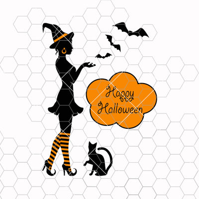 Cat and Witch Svg Halloween Svg Silhouette of a witch on Halloween