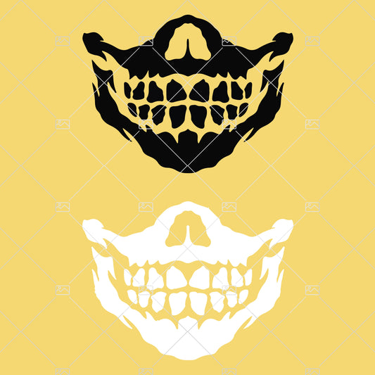Half Skull With Teeth Svg, Jpg, Pdf, Png, Dxf, Eps, Cricut, Vector, Mascot Design, Clipart Mask Fashion Print File Logo Cutting Silhouette