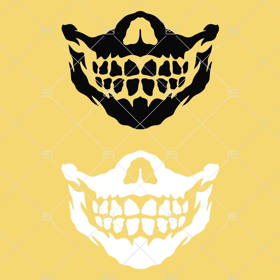 Half Skull With Teeth Svg, Jpg, Pdf, Png, Dxf, Eps, Cricut, Vector, Mascot Design, Clipart Mask Fashion Print File Logo Cutting Silhouette