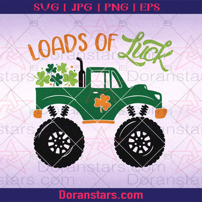 St. Patricks Day svg, st. patrick truck svg, truck with shamrock, Loads of Luck, dxf, jpeg, pdf, cutting files for Silhouette Cameo, Cricut