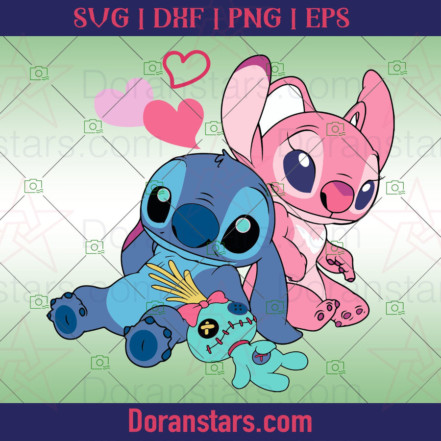 Stitch And Angel Svg - Valentine Svg - Doranstars.com