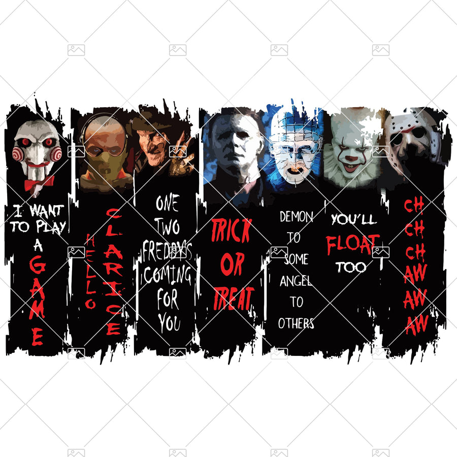 Top Horror Characters PNG, Horror Movie Sublimated Png INSTANT DOWNLOAD Digital Print Design