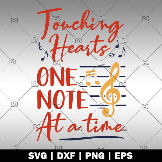 Touching Hearts One Note at a Time logo, Svg Files For Cricut, Dxf, Eps, Png, Cricut Vector, Digital Cut Files, Teacher, Solgan, heartwarming, Sentiment