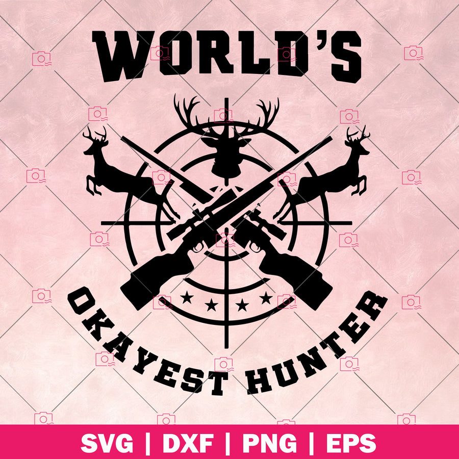 World's Okayest Hunter logo, Svg Files For Cricut, Dxf, Eps, Png, Cricut Vector, Digital Cut Files, Funny, Trendy 
