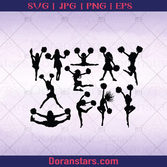 Cheer Cheerleading Girl Posture logo, Svg Files For Cricut, Dxf, Eps, Png, Cricut Vector, Digital Cut Files Download