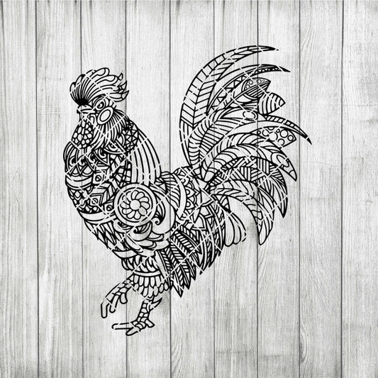 Rooster Mandala Svg Zentangle Rooster Svg Intricate Svg File Cricut Design Svg Mandala Animals Cut Files Digital Mandala SVG