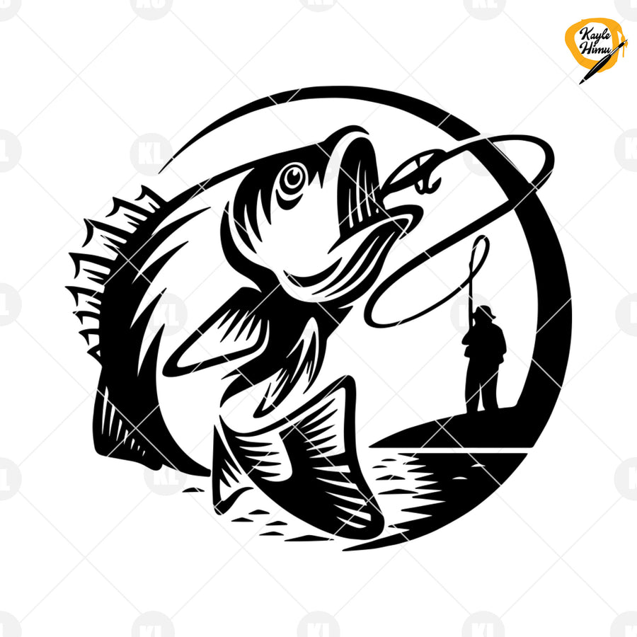 Fishing Logo Digital Cut Files Svg, Dxf, Eps, Png, Cricut Vector, Digital Cut Files Download