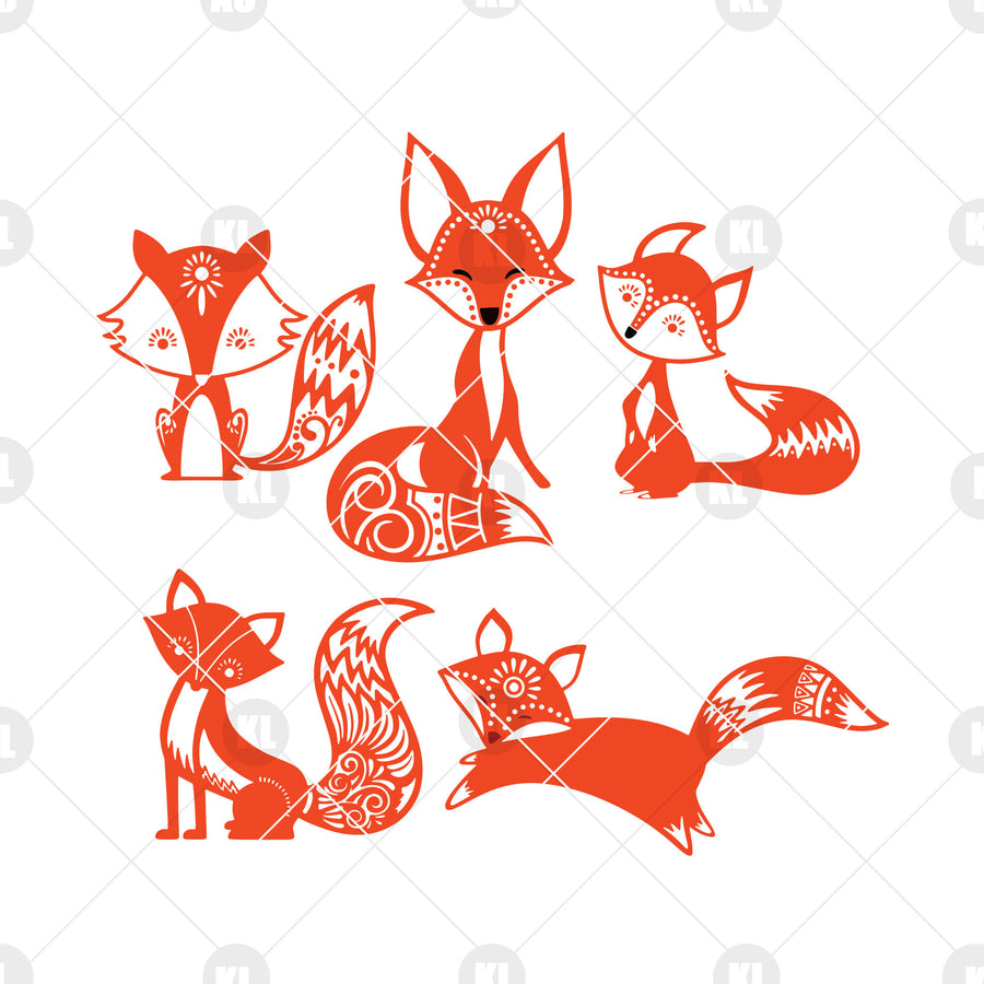 Cute Fox Digital Cut Files Svg, Dxf, Eps, Png, Cricut Vector, Digital Cut Files Download