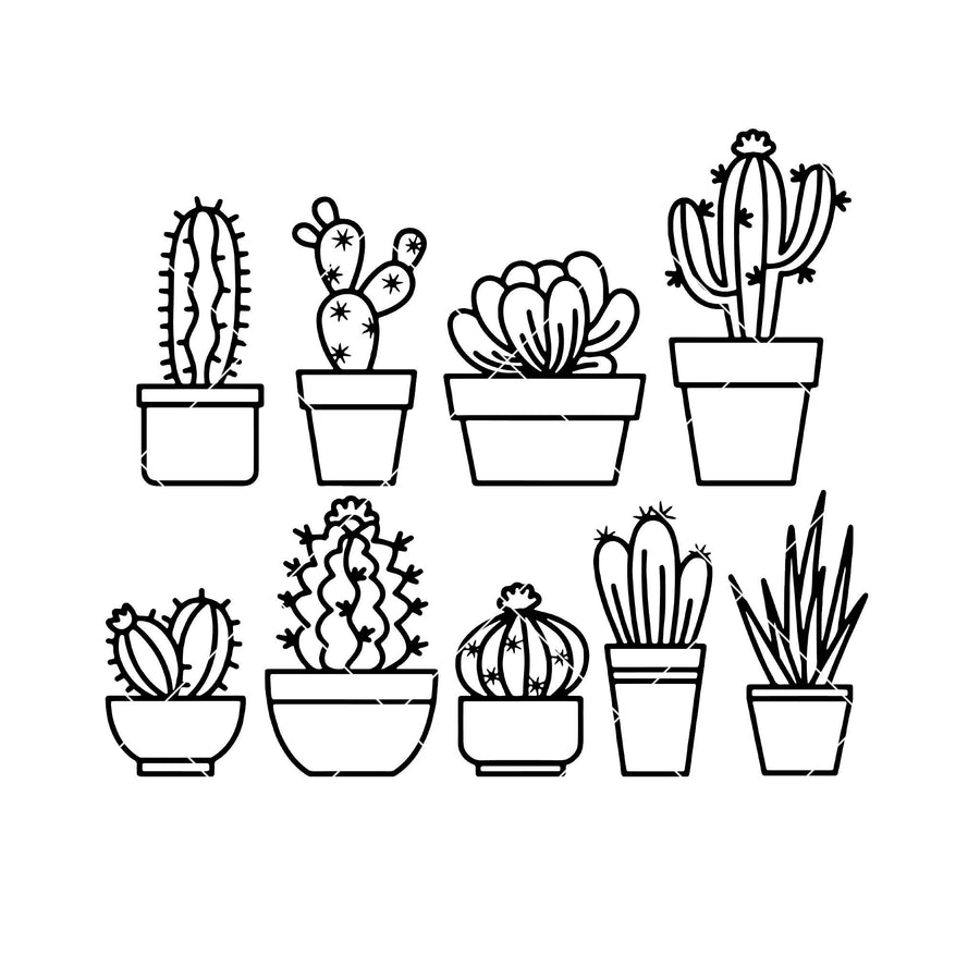 Cactus-Succulent Digital Cut Files Svg, Dxf, Eps, Png, Cricut Vector, Digital Cut Files Download