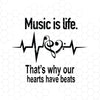 Music Is Life-That's Why Our Hearts Have Beats Digital Cut Files Svg, Dxf, Eps, Png, Cricut Vector, Digital Cut Files Download