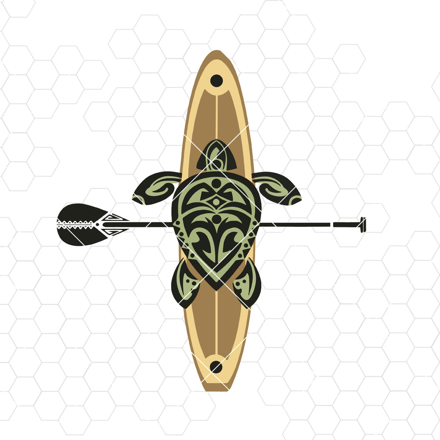 Tribal Turtle Stand-Up Wave Rider Digital Cut Files Svg, Dxf, Eps, Png, Cricut Vector, Digital Cut Files Download