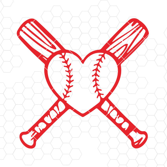 Heart Baseball Digital Cut Files Svg, Dxf, Eps, Png, Cricut Vector, Digital Cut Files Download