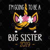 I'm Going To Be A Big Sister 2019 Digital Cut Files Svg, Dxf, Eps, Png, Cricut Vector, Digital Cut Files Download