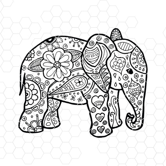 Elephant Hena SVG Design cut file for Cricut & Silhouette by DoranStars