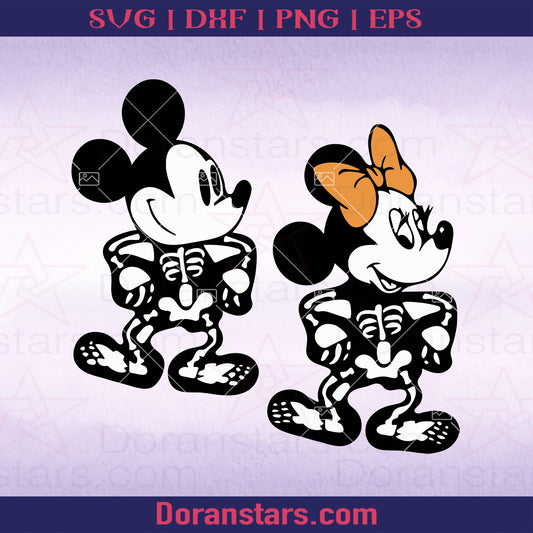 Mickey Minnie Skeleton Svg Mickey Minnie Halloween Svg