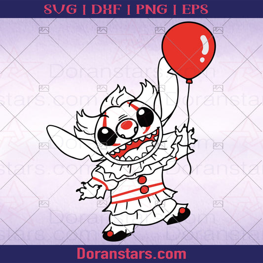 Pennywise Stitch Parody Svg Stitch Halloween Pennywise Svg Pennywise Stitch Easy to use